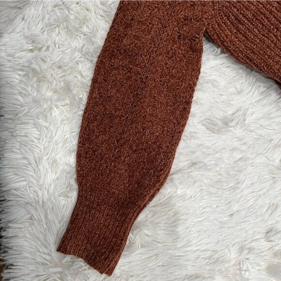 Maurice’s Solid Chenille Pointelle Sleeve Pullover Sweater size L - Picture 5 of 8